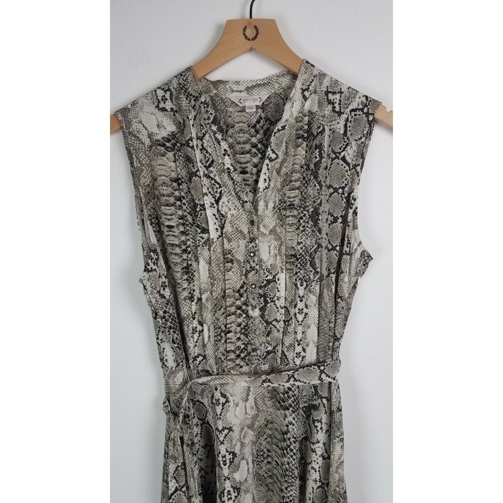Nanette Nanette Lapore Sz. 8 Snake Print Crepe Chiffon Sleeveless Shirtdress - Picture 4 of 5